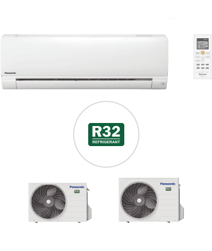 Image of some Panasonic R32 air conditioning units with controller